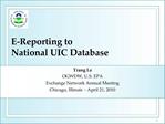 E-Reporting to National UIC Database