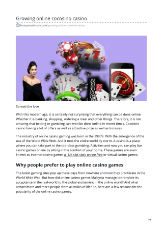 Growing Online Cocosino Casino
