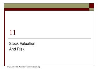 Stock Valuation And Risk