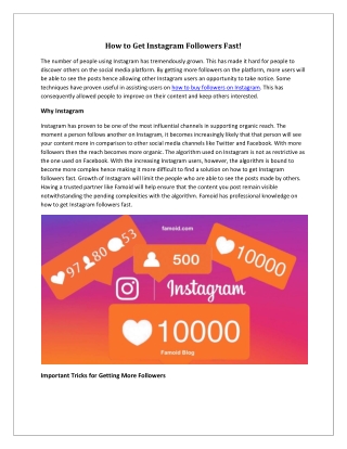 How to Get Instagram Followers Fast