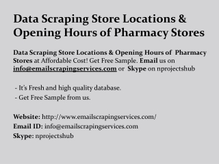 Data Scraping Store Locations & Opening Hours of Pharmacy Stores