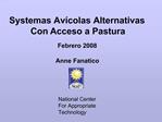 Systemas Av colas Alternativas Con Acceso a Pastura