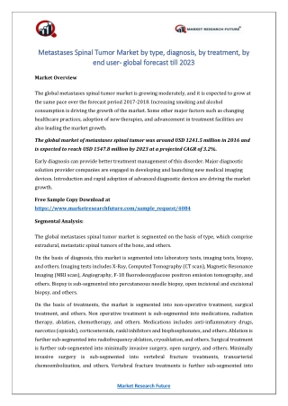 Metastases Spinal Tumor Market Research Report - Global Forecast Till 2023