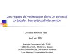 Les risques de victimisation dans un contexte conjugale : Les enjeux d intervention