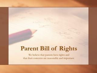 Parent Bill of Rights