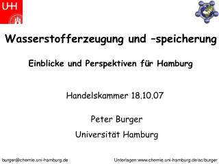 Wasserstofferzeugung und –speicherung Einblicke und Perspektiven für Hamburg