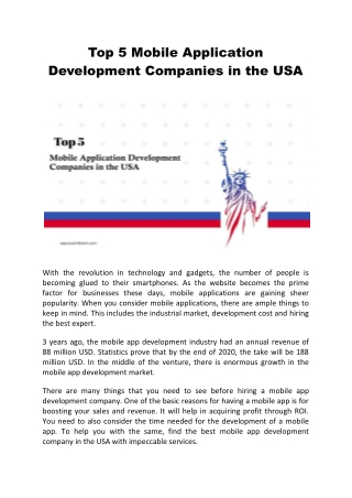 Top 5 Mobile Application Development Companies in the USA