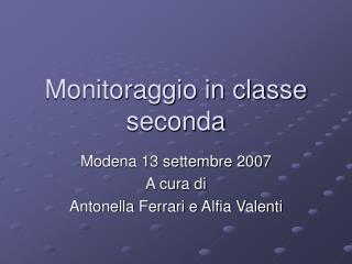 Monitoraggio in classe seconda