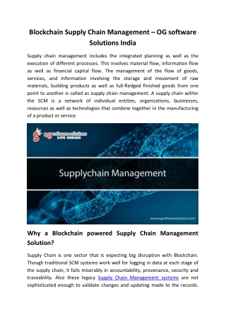 Blockchain Supply Chain Management – OG software Solutions India