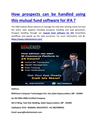 How prospects can be handled using this mutual fund software for IFA ?