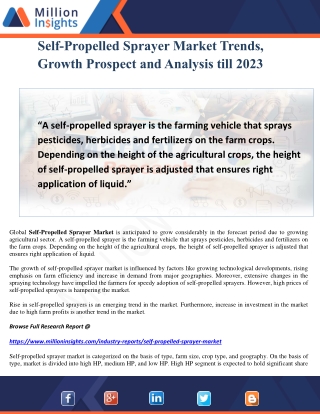 Self-Propelled Sprayer Market Trends, Growth Prospect and Analysis till 2023