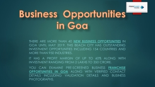 Business Opportunities in Goa