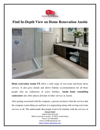 Find In-Depth View on Home Renovation Austin