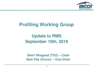 Profiling Working Group Update to RMS September 10th, 2019 Sheri Wiegand (TXU) – Chair