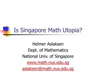 Is Singapore Math Utopia?