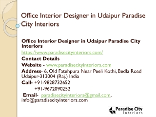 Office Interior Designer in Udaipur Paradise City Interiors