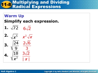 Warm Up Simplify each expression. 1. 2. 3. 4.