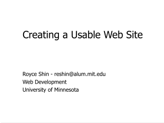 Creating a Usable Web Site