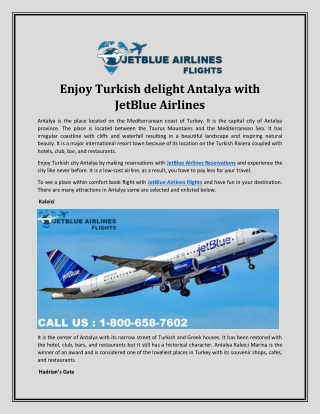 Enjoy Turkish delight Antalya with JetBlue Airlines