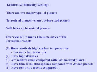 Overview of Common Characteristics of the Terrestrial Planets