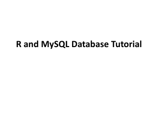 R and MySQL Database Tutorial