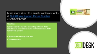 Learn more about the benefits of QuickBooks at QuickBooks Support Phone Number 1-800-329-0391