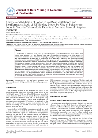 Analysis and Mutation of Codon in rpoB and katG Genes and Bioinformatics Study of RIF Binding Model by RNA β Polymerase