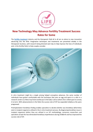 New Technology May Advance Fertility Treatment Success Rates for Some