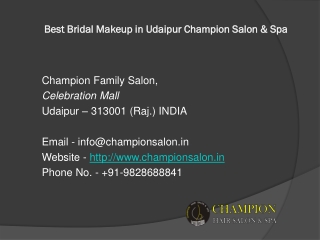 Best Bridal Makeup in Udaipur Champion Salon & Spa
