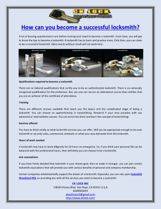 How can you become a successful locksmith?