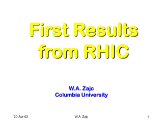First Results from RHIC