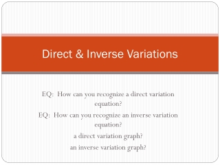 Direct &amp; Inverse Variations