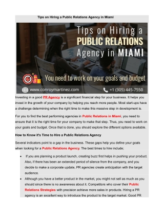 Tips on Hiring a Public Relations Agency in Miami