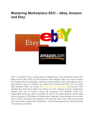 Mastering Marketplace SEO – eBay, Amazon and Etsy