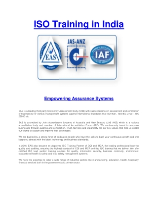 ISO Training