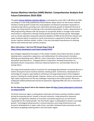 Business Performance and Opportunity Analysis of Human Machine Interface (HMI) Market with Competative research by 2026