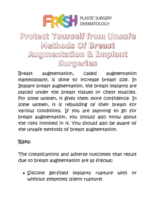 Protect Yourself from Unsafe Methods Of Breast Augmentation & Implant Surgeries