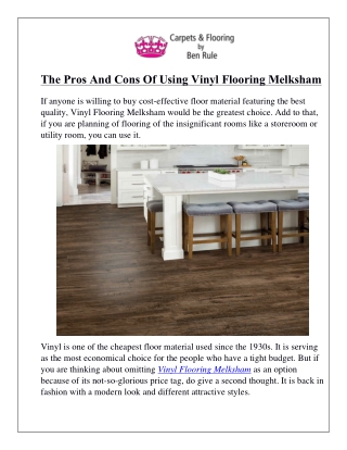 The Pros And Cons Of Using Vinyl Flooring Melksham