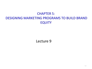 CHAPTER 5: DESIGNING MARKETING PROGRAMS TO BUILD BRAND EQUITY