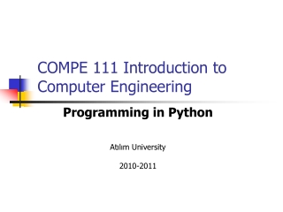 COMPE 111 Introduction to Computer Engineering