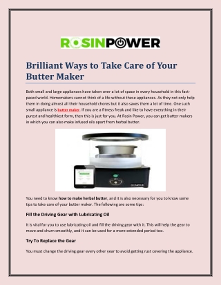 Brilliant Ways to Take Care of Your Butter Maker