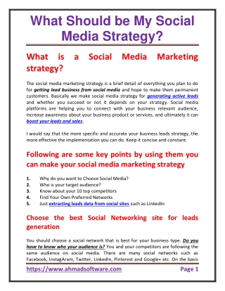 What Should be My Social Media Strategy