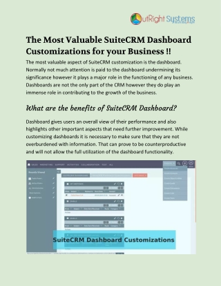 Most Valuable SuiteCRM Dashboard for your Business
