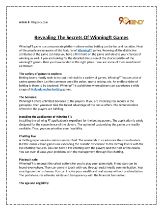 Revealing the Secrets of WinningFT Games