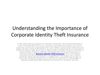 Understanding the Importance of Corporate Identity Theft Insurance