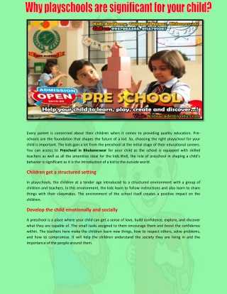 Preschool in Bhubaneswar