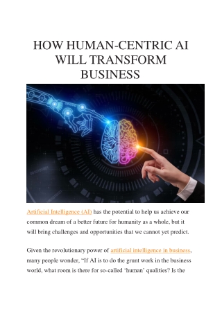 HOW HUMAN-CENTRIC AI WILL TRANSFORM BUSINESS