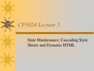 CP3024 Lecture 5
