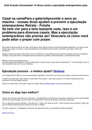 Está ficando interessante! 10 dicas contra a ejaculação adiantado ação