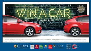 To enter, book your next stay with Choice Hotels, via ChoiceHotels.au or call 13 2400